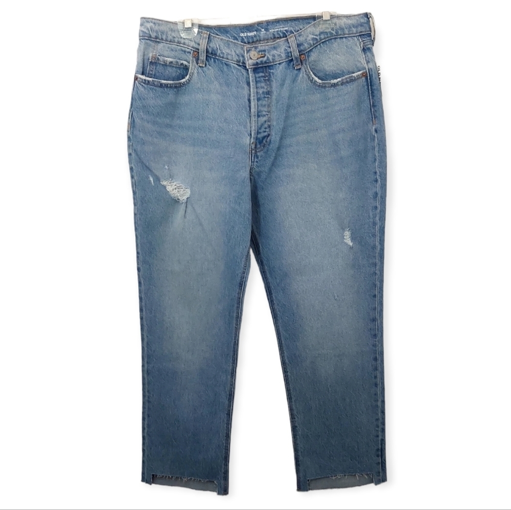 Old Navy Women's Size 12P 12 Jeans High Rise Slouchy Straight Button Fly Petite